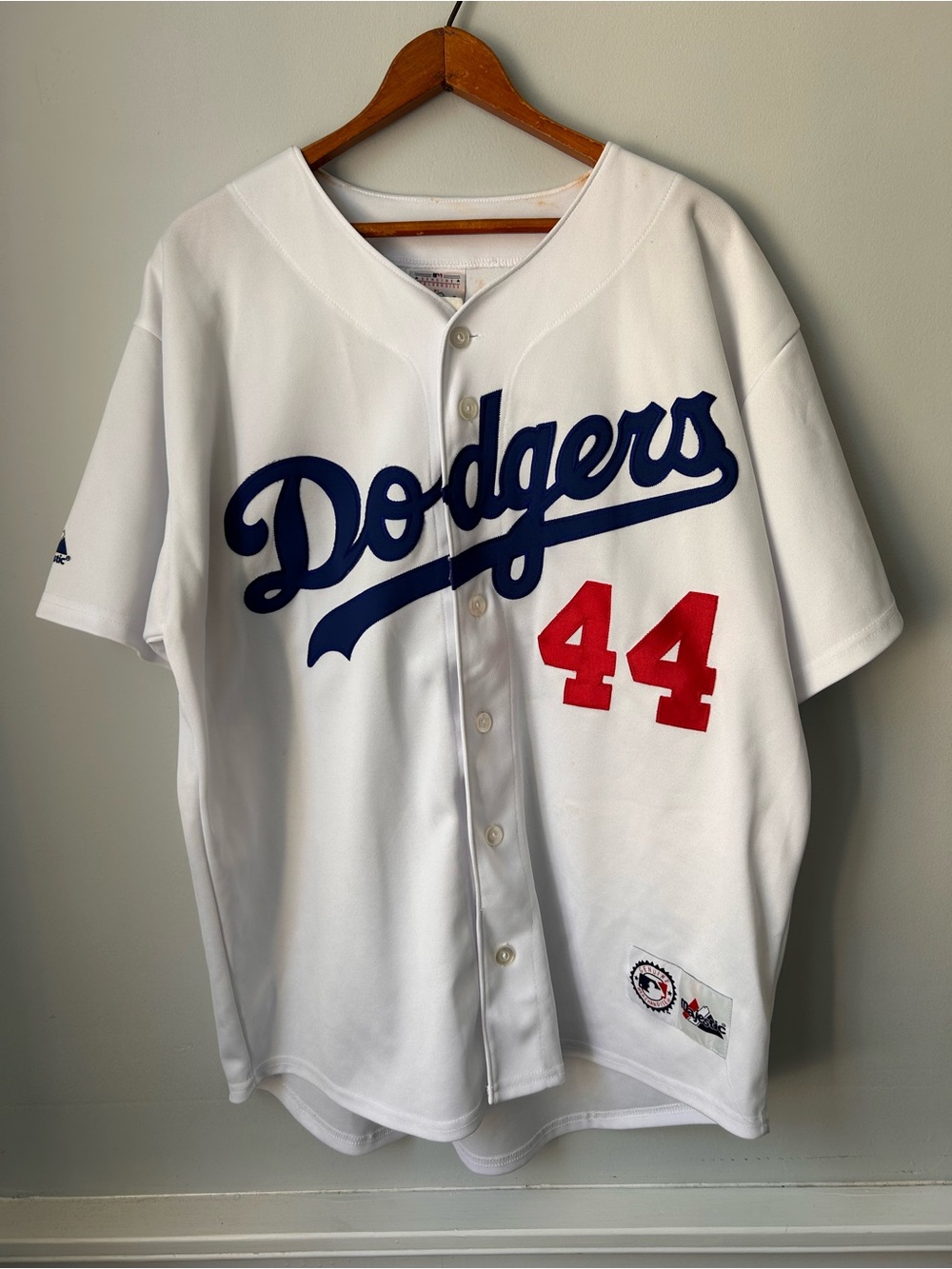 Vintage LOS ANGELES LA DODGERS Majestic On-Field Home White Jersey‎ 44 Large